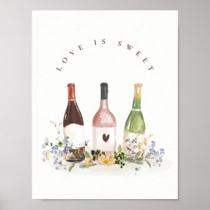 Poster Panneau de verres de vin L'amour est doux Fête de