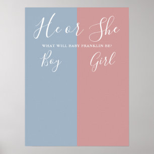 Poster Panneau de vote pour la révélation du sexe Bleu et