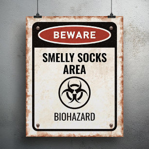Poster Panneau de zone de chaussettes malodorantes avec i