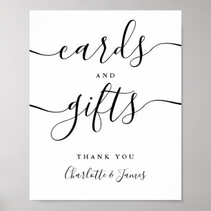Poster Panneau d'écriture noir et blanc Cartes et Cadeaux