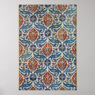 Poster Panneau des tuiles de poterie de terre d'Isnik