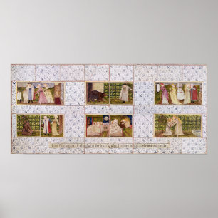 Poster Panneau des tuiles dépeignant l'histoire de la