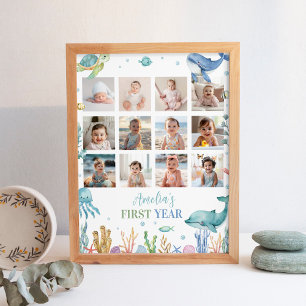 Poster Panneau d'étape photo d'anniversaire Sous l'océan