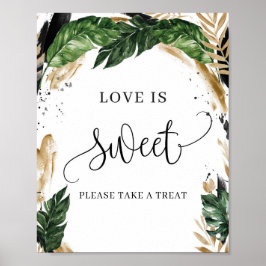 Poster Panneau d'été boho tropical feuilles l'amour est d