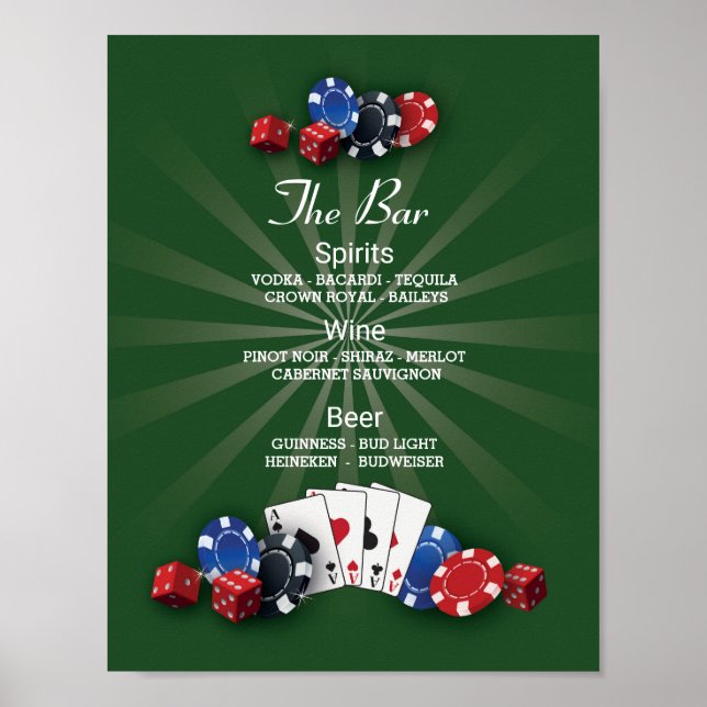 Poster Panneau d'événement Bar Casino Vegas Réception (Devant)