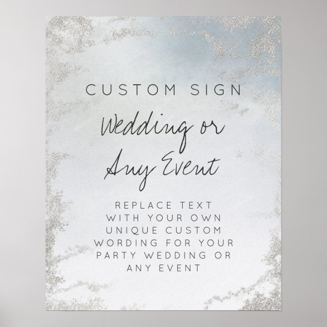 Poster Panneau d'événement Ombre Dusty Blue Frosted Custo (Devant)