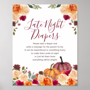 Poster Panneau Diapeurs de nuit Floral Citrouille orange 