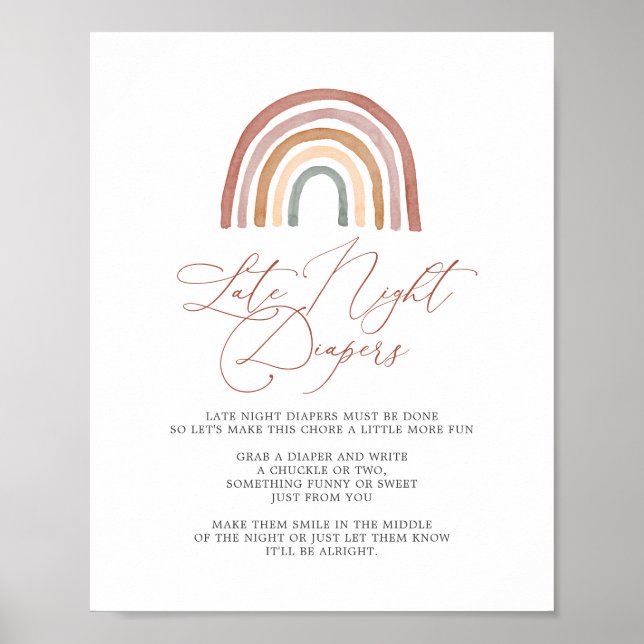 Poster Panneau Diapositives de nuit du Baby shower arc-en (Devant)