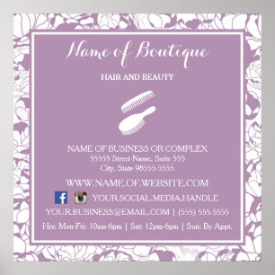 Poster Panneau d'information du salon floral moderne viol