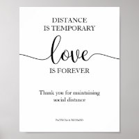 Panneau Distance Temporaire Amour Éternel