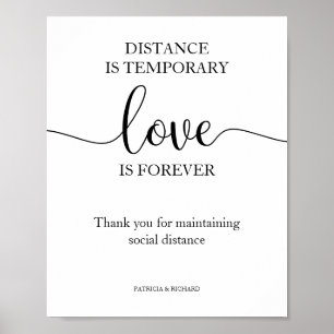 Poster Panneau Distance Temporaire Amour Éternel