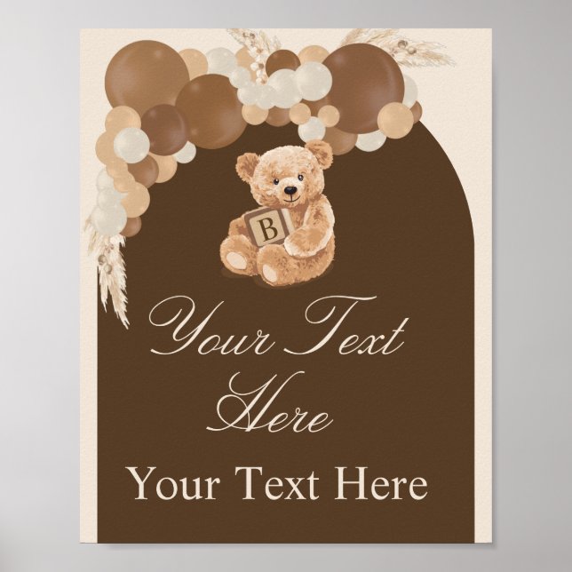 Poster Panneau d'Ours en Peluche Marron Pampas Neutre (Devant)
