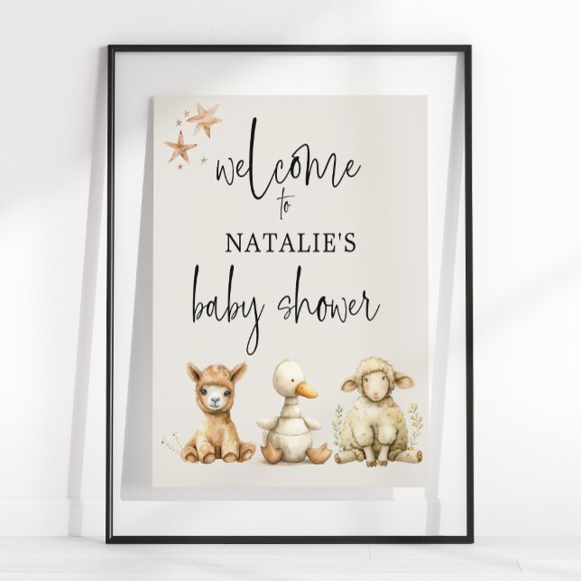Poster Panneau du Baby shower Animaux de la Pépinière vin (Créateur téléchargé)