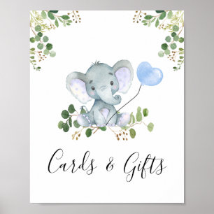 Poster Panneau du Baby shower Blue Balloon Elephant