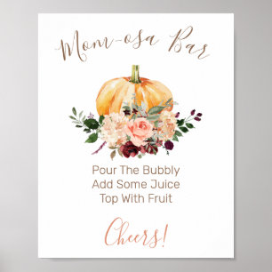 Poster Panneau du Baby shower de bar Maman-osa Citrouille