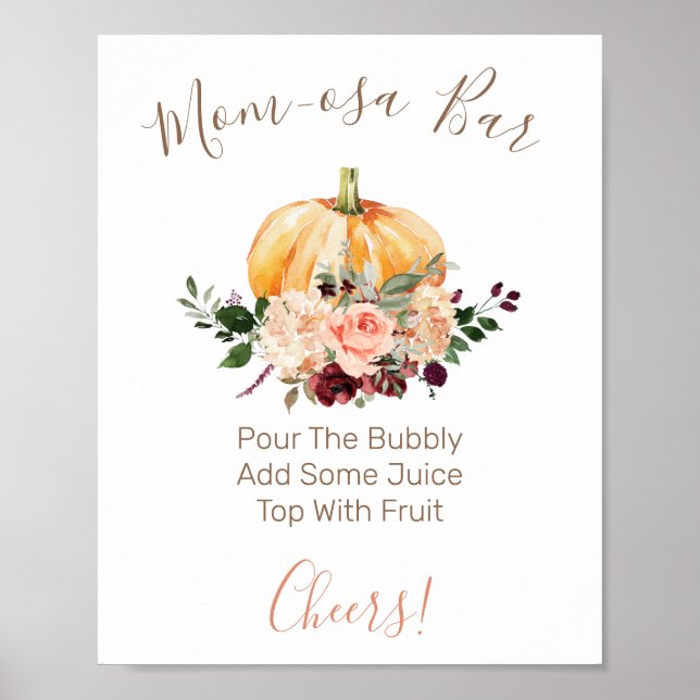 Poster Panneau du Baby shower de bar Maman-osa Citrouille (Devant)