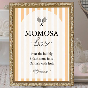 Poster Panneau du Baby shower de tennis orange chic Momos