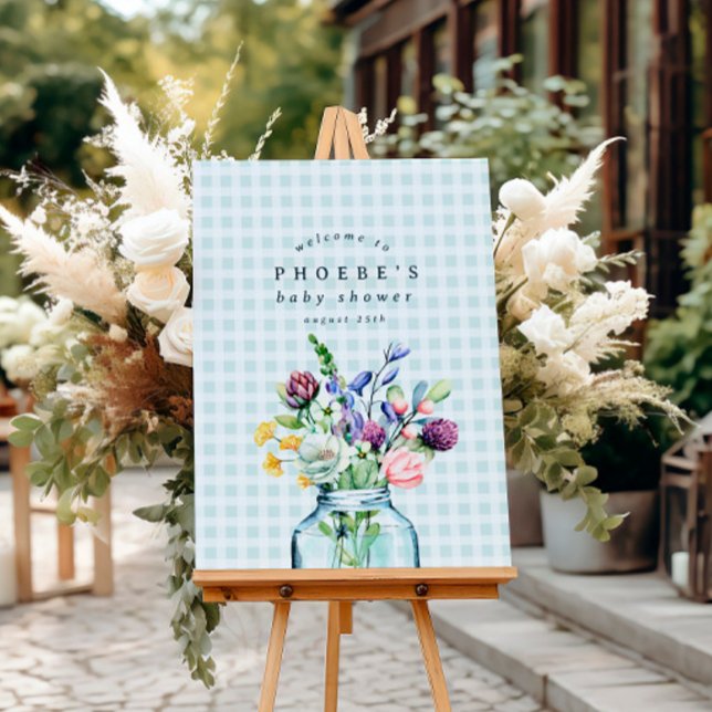 Poster Panneau du Baby shower du Fleur sauvage rustique M (Créateur téléchargé)