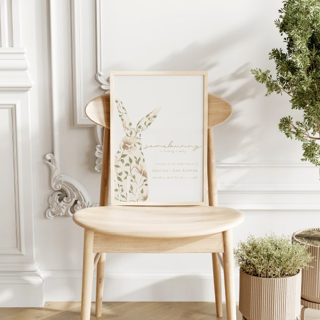 Poster Panneau du Baby shower floral de Pâques de printem (Créateur téléchargé)