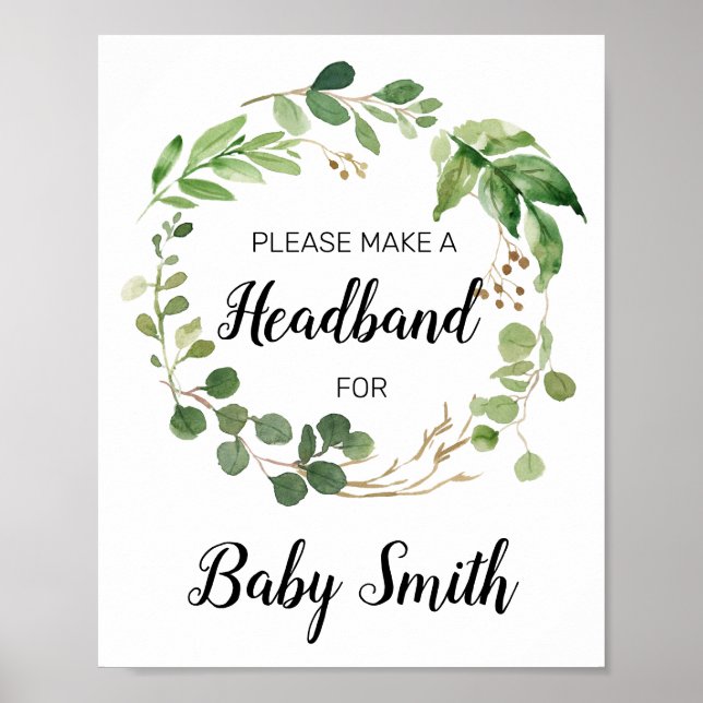 Poster Panneau du Baby shower Floral Greenery (Devant)