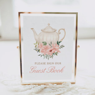 Poster Panneau du Baby shower Floral Tea Party