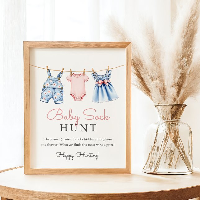 Poster Panneau du Baby shower Jean Baby Chasse aux soies (Créateur téléchargé)