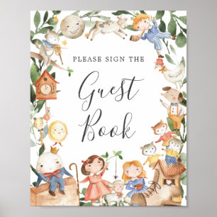 Poster Panneau du Baby shower Nursery Rhymes