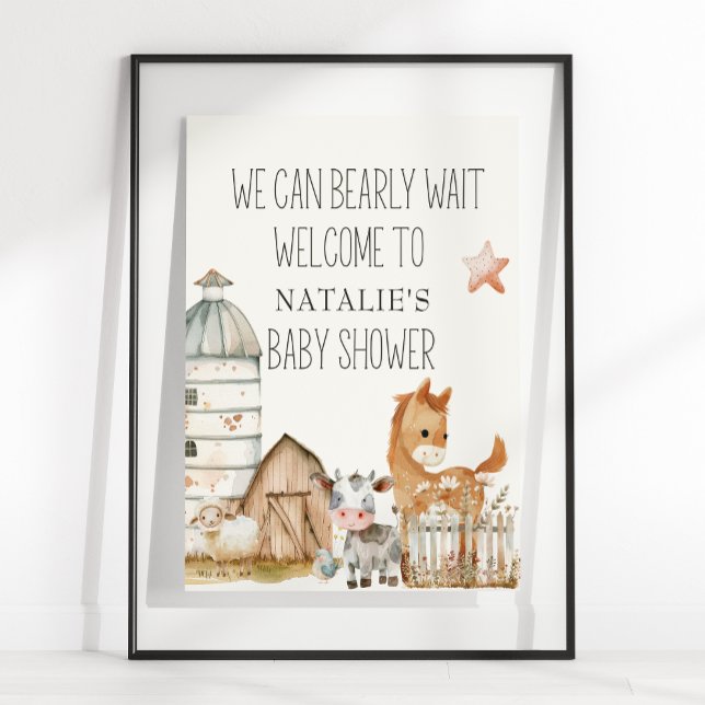 Poster Panneau du Baby shower Petite ferme de pépinière A (Créateur téléchargé)