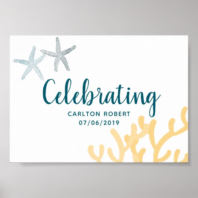 Poster Panneau du Baby shower sur le thème de l'océan (Devant)