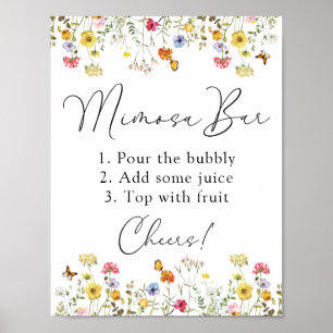Poster Panneau du bar de brunch Mimosa botanique de fleur