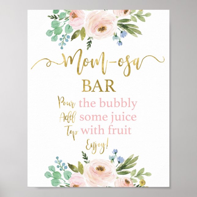 Poster Panneau du bar Momosa rose et verdoyant (Devant)