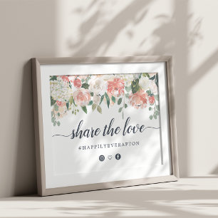 Poster Panneau du Hashtag Mariage floral du milieu de l'é