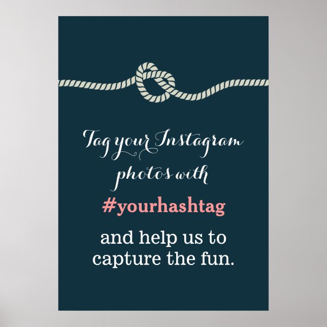 Poster Panneau du hashtag Navy Blue Knot Instagram (Devant)