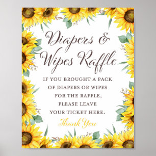 Poster Panneau du jeu Baby shower tournesol