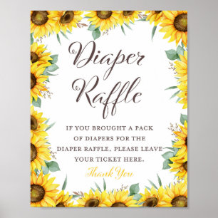 Poster Panneau du jeu Baby shower tournesol