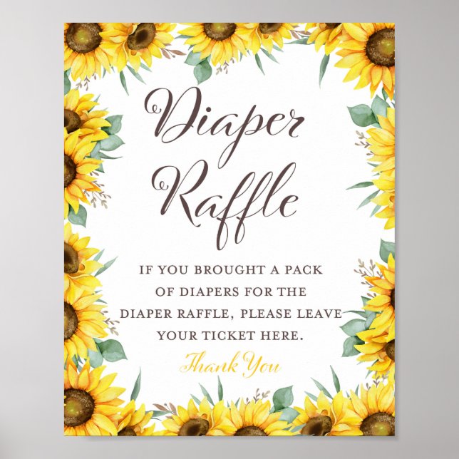 Poster Panneau du jeu Baby shower tournesol (Devant)