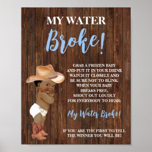 Poster Panneau du jeu My Water Broke AA Cowboy Baby showe