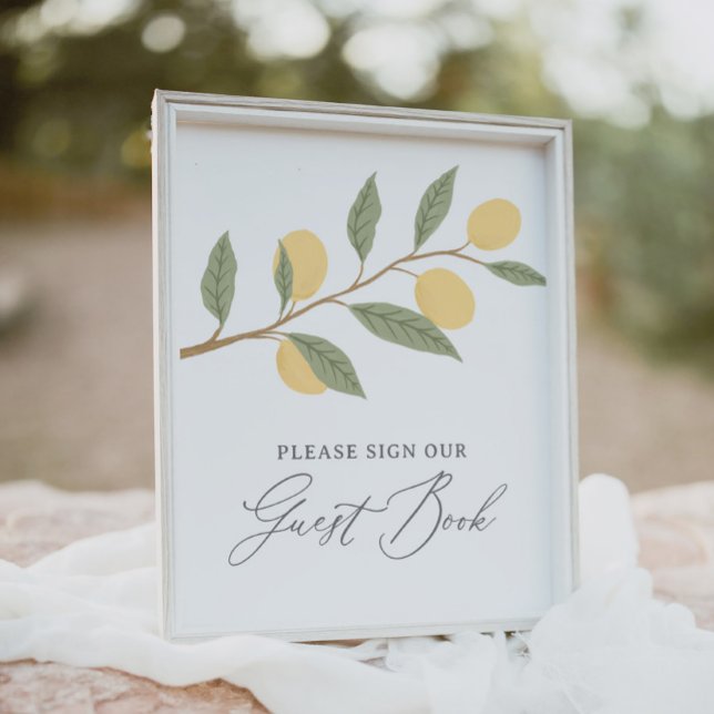 Poster Panneau du livre d'hôtes Baby shower citron (Créateur téléchargé)