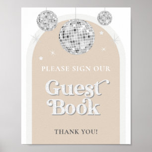 Poster Panneau du livre d'hôtes Disco Ball Baby shower