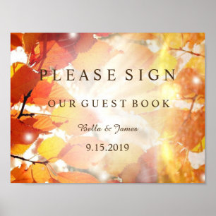 Poster Panneau du livre d'hôtes Mariage de automne de dép
