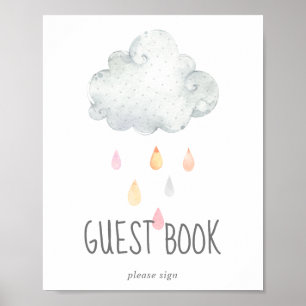 Poster Panneau du livre d'invité Baby shower de pluie Clo
