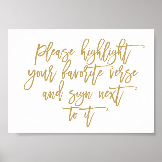 Poster Panneau du livre d'invité Mariage Verse lettre mai (Devant)