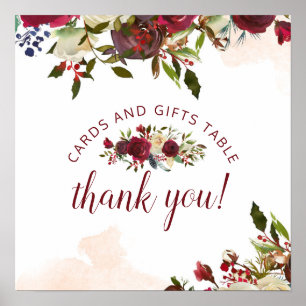 Poster Panneau du Mariage Cartes et cadeaux du manoir Mis