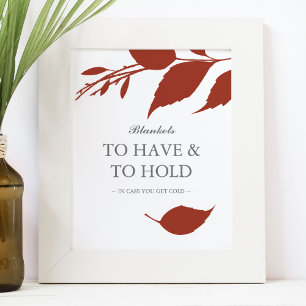 Poster Panneau du Mariage Feuille Burnt Orange