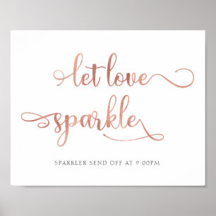 Poster Panneau du Mariage rose brillant "Let love"