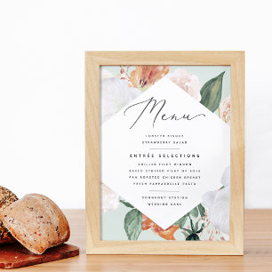 Poster Panneau du menu Mariage Boho Blooms