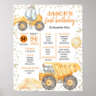 Poster Panneau du premier anniversaire du camion de const