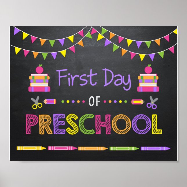 Poster Panneau du premier jour de l'école maternelle, pan (Devant)