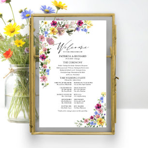 Poster Panneau du programme de mariage Fleur sauvage Boho