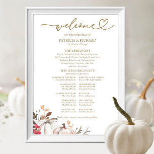 Poster Panneau du programme Mariage de automne citrouille
